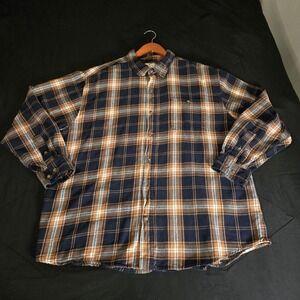 Blue Mountain Shirt Mens 2XL Blue Plaid Flannel Long Sleeve 100% Cotton Casual
